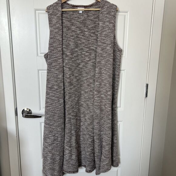 LulaRoe Sleeveless Long Duster Cardigan Size XL Cotton Blend Open Front Knit - Picture 1 of 4
